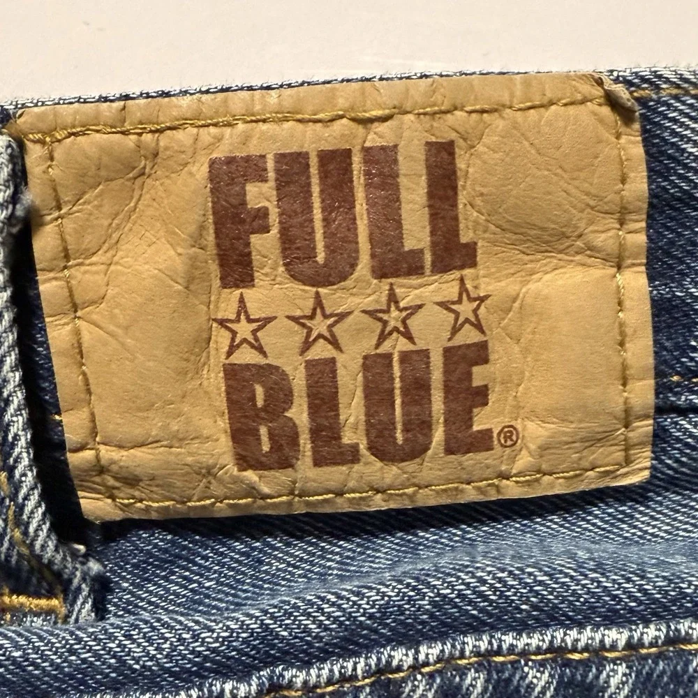 FULL BLUE Men's Flannel-Lined Jeans Medium Wash Straight Leg 100% Cotton 42 x 30